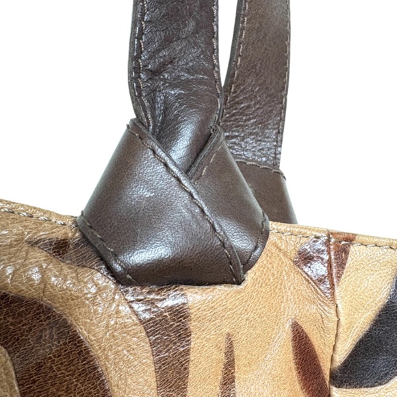 bag tote shoulder large MONTINI leather brown tan sack travel 18x14x12 unlined - Picture 7 of 16